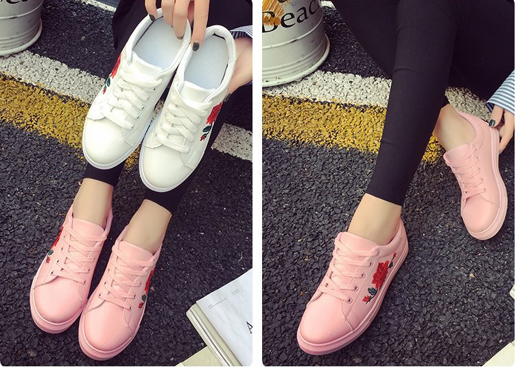 3 color cheap price embroidery shoes white women shoes and sneakers