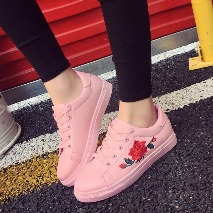 3 color cheap price embroidery shoes white women shoes and sneakers
