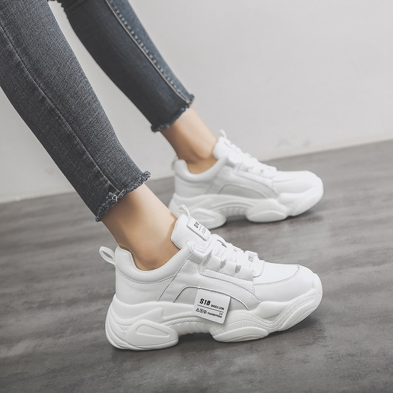 Warm Women Shoes 2019 New Chunky Sneakers for Women White Vulcanize Shoes Casual Fashion Dad Shoes Platform Sneakers Basket