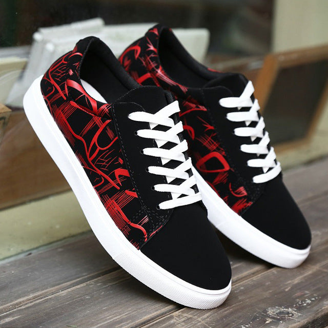 2020 Men Vulcanize Shoes Spring Mens Printed Shoes Canvas Shoes Men Sneakers Lace Up Male Shoes Adult Footwear Chaussure Homme