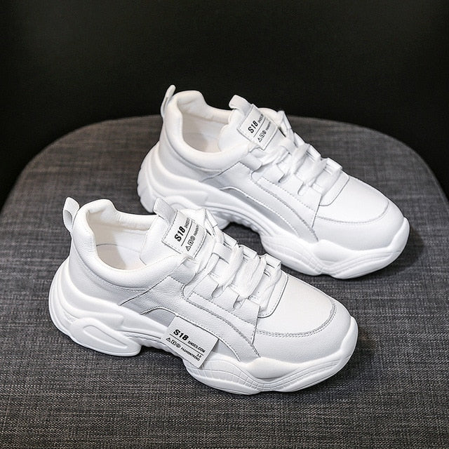 Warm Women Shoes 2019 New Chunky Sneakers for Women White Vulcanize Shoes Casual Fashion Dad Shoes Platform Sneakers Basket