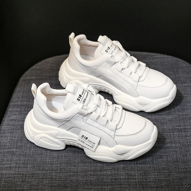 Warm Women Shoes 2019 New Chunky Sneakers for Women White Vulcanize Shoes Casual Fashion Dad Shoes Platform Sneakers Basket