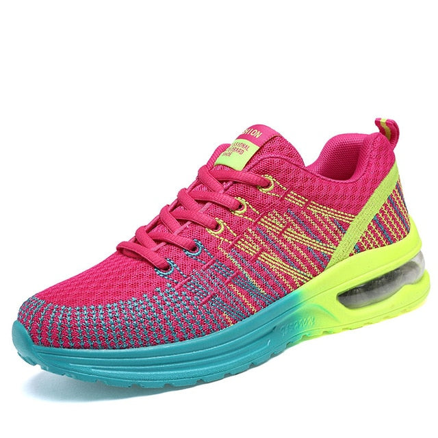 Cushioning Women Sock Sneakers Breathable Mesh Yellow Running Shoes Height Increasing Wedge Sports Shoes Thick Sole Platform 42