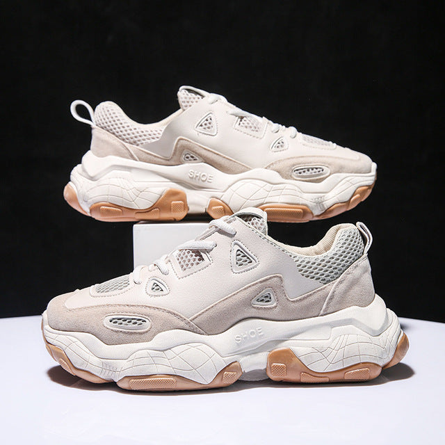 Men Vulcanized Shoes Chunky Sneakers Lace-up Men Casual Shoes Platform Shoes Men Sneakers Breathable Male Shoes Adult Footwear