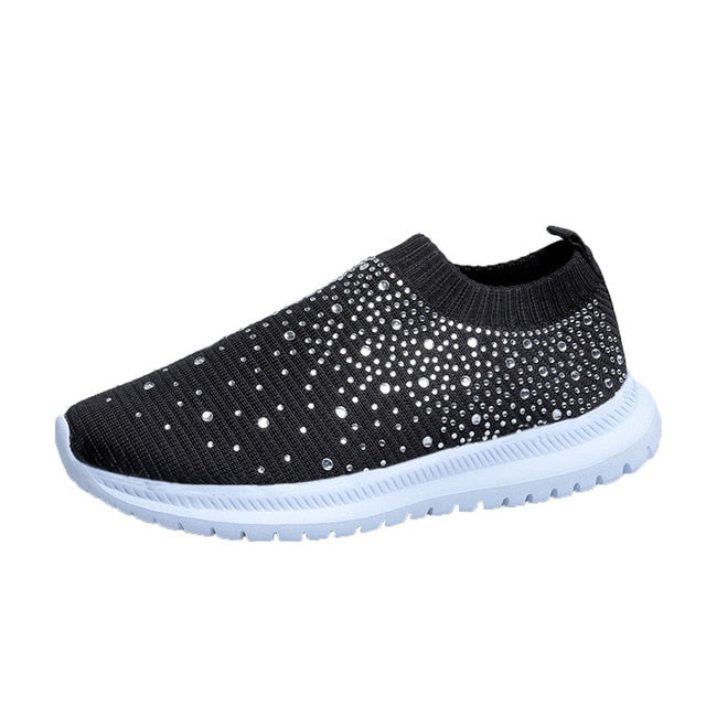Zapatillas planas de Mujer, moda de cristal, Zapatillas ostentosas, Zapatillas informales, Zapatillas de deporte, Zapatillas de Invierno para Mujer, zapato vulcanizado, Zapatillas para Mujer