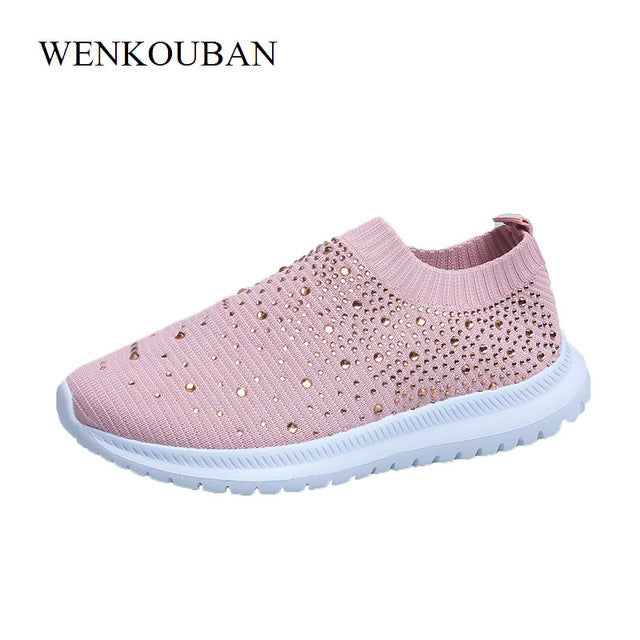 Zapatillas planas de Mujer, moda de cristal, Zapatillas ostentosas, Zapatillas informales, Zapatillas de deporte, Zapatillas de Invierno para Mujer, zapato vulcanizado, Zapatillas para Mujer