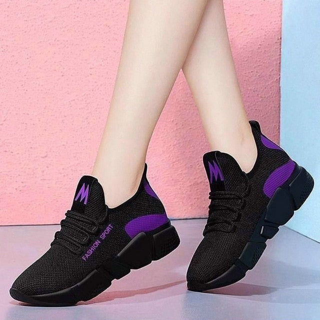 Women Sneakers Fashion autumn shoes winter Breathable Air Mesh Lace Up Casual Shoes Ladies Soft Flat Comfort Walking Shoes