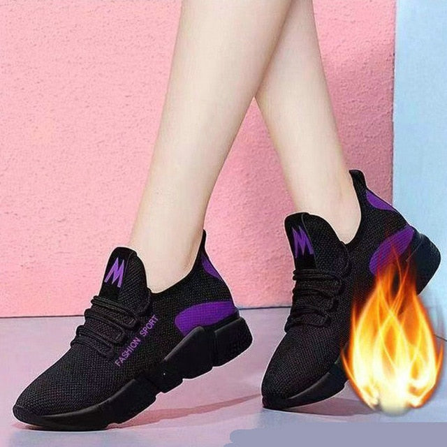 Women Sneakers Fashion autumn shoes winter Breathable Air Mesh Lace Up Casual Shoes Ladies Soft Flat Comfort Walking Shoes