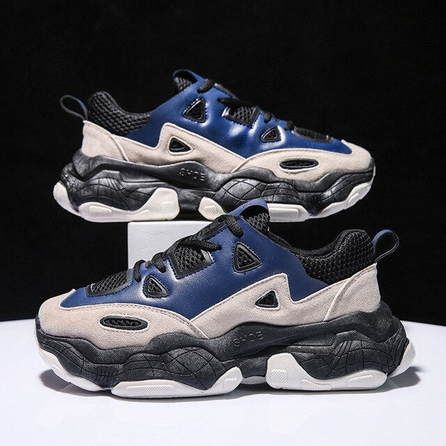 Men Vulcanized Shoes Chunky Sneakers Lace-up Men Casual Shoes Platform Shoes Men Sneakers Breathable Male Shoes Adult Footwear