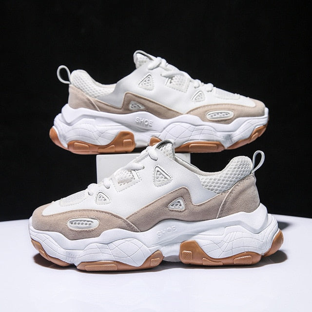 Men Vulcanized Shoes Chunky Sneakers Lace-up Men Casual Shoes Platform Shoes Men Sneakers Breathable Male Shoes Adult Footwear